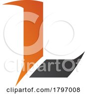 Poster, Art Print Of Orange And Black Letter L Icon With Sharp Spikes