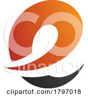 Poster, Art Print Of Orange And Black Lowercase Letter E Icon With Soft Spiky Curves