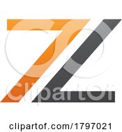 Poster, Art Print Of Orange And Black Number 7 Shaped Letter Z Icon