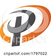 Poster, Art Print Of Orange And Black Oval Shaped Letter P Icon