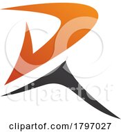 Orange And Black Pointy Tipped Letter R Icon
