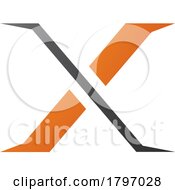 Poster, Art Print Of Orange And Black Pointy Tipped Letter X Icon