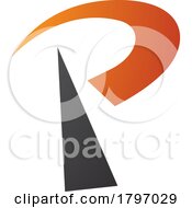 Orange And Black Radio Tower Shaped Letter P Icon