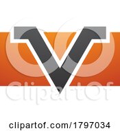 Poster, Art Print Of Orange And Black Rectangle Shaped Letter V Icon