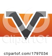 Orange And Black Rectangle Shaped Letter V Icon
