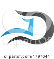 Poster, Art Print Of Grey And Blue Letter D Icon With Wavy Curves