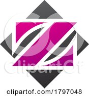 Poster, Art Print Of Magenta And Black Square Diamond Shaped Letter Z Icon