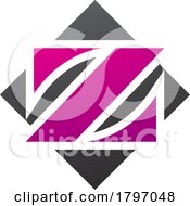 Magenta And Black Square Diamond Shaped Letter Z Icon
