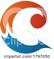 Poster, Art Print Of Orange And Blue Round Curly Letter C Icon