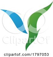 Green And Blue Diving Bird Shaped Letter Y Icon