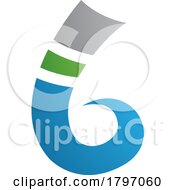 Green And Blue Curly Spike Shape Letter B Icon