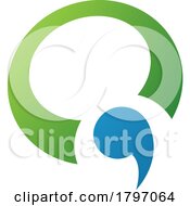 Poster, Art Print Of Green And Blue Comma Shaped Letter Q Icon