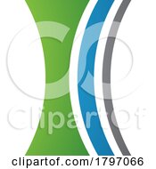 Green And Blue Concave Lens Shaped Letter I Icon