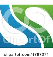 Poster, Art Print Of Green And Blue Fish Fin Shaped Letter S Icon