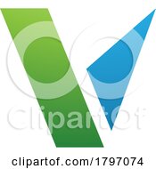 Poster, Art Print Of Green And Blue Geometrical Shaped Letter V Icon