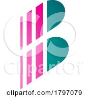 Poster, Art Print Of Green And Magenta Letter B Icon With Vertical Stripes