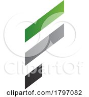 Poster, Art Print Of Green And Grey Letter F Icon With Diagonal Stripes