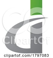 Green And Grey Curvy Pointed Letter D Icon