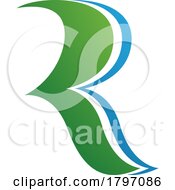Green And Blue Wavy Shaped Letter R Icon
