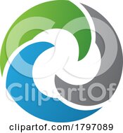 Green And Blue Wave Shaped Letter O Icon