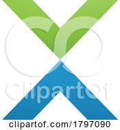 Poster, Art Print Of Green And Blue V Shaped Letter X Icon