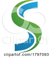 Poster, Art Print Of Green And Blue Twisted Shaped Letter S Icon