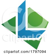 Green And Blue Trapezium Shaped Letter L Icon