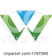 Poster, Art Print Of Green And Blue Triangle Shaped Letter W Icon