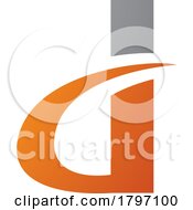 Poster, Art Print Of Grey And Orange Curvy Pointed Letter D Icon
