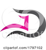 Poster, Art Print Of Grey And Magenta Letter D Icon With Wavy Curves