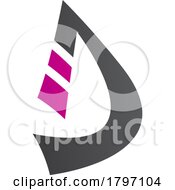 Magenta And Black Curved Strip Shaped Letter D Icon