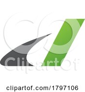 Poster, Art Print Of Grey And Green Italic Swooshy Letter D Icon