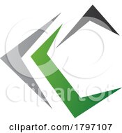 Poster, Art Print Of Grey Green And Black Letter C Icon With Pointy Tips