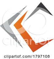 Poster, Art Print Of Grey Orange And Black Letter C Icon With Pointy Tips