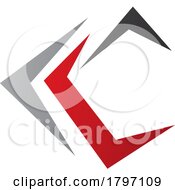 Poster, Art Print Of Grey Red And Black Letter C Icon With Pointy Tips
