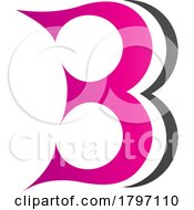 Poster, Art Print Of Magenta And Black Curvy Letter B Icon Resembling Number 3