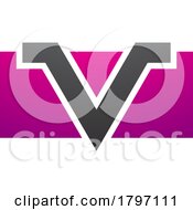 Poster, Art Print Of Magenta And Black Rectangle Shaped Letter V Icon