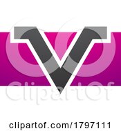 Magenta And Black Rectangle Shaped Letter V Icon