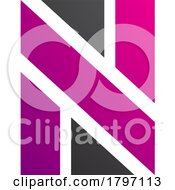 Poster, Art Print Of Magenta And Black Rectangle Shaped Letter N Icon