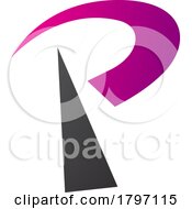 Poster, Art Print Of Magenta And Black Radio Tower Shaped Letter P Icon