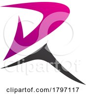 Poster, Art Print Of Magenta And Black Pointy Tipped Letter R Icon