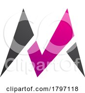 Poster, Art Print Of Magenta And Black Pointy Tipped Letter M Icon