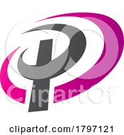 Magenta And Black Oval Shaped Letter P Icon