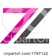 Poster, Art Print Of Magenta And Black Number 7 Shaped Letter Z Icon