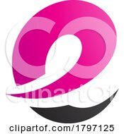 Poster, Art Print Of Magenta And Black Lowercase Letter E Icon With Soft Spiky Curves