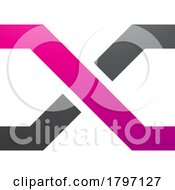 Poster, Art Print Of Magenta And Black Letter X Icon With Crossing Lines