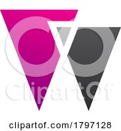 Poster, Art Print Of Magenta And Black Letter W Icon With Triangles