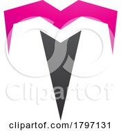 Poster, Art Print Of Magenta And Black Letter T Icon With Pointy Tips