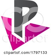 Poster, Art Print Of Magenta And Black Letter P Icon With A Triangle