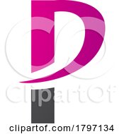 Poster, Art Print Of Magenta And Black Letter P Icon With A Pointy Tip